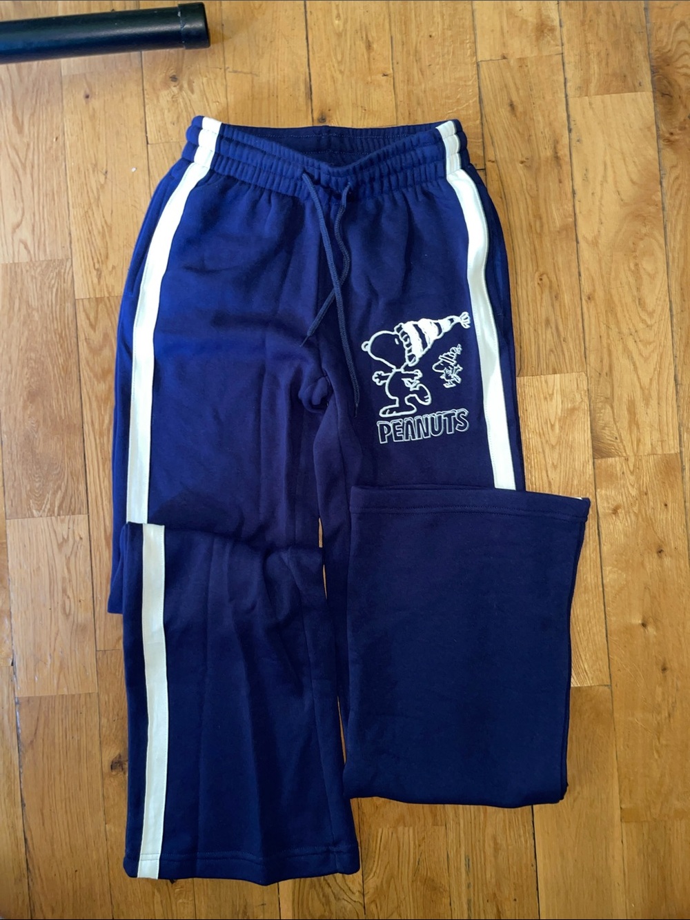 Peanuts Navy Blue Kids Sweatpants with White Side Stripes